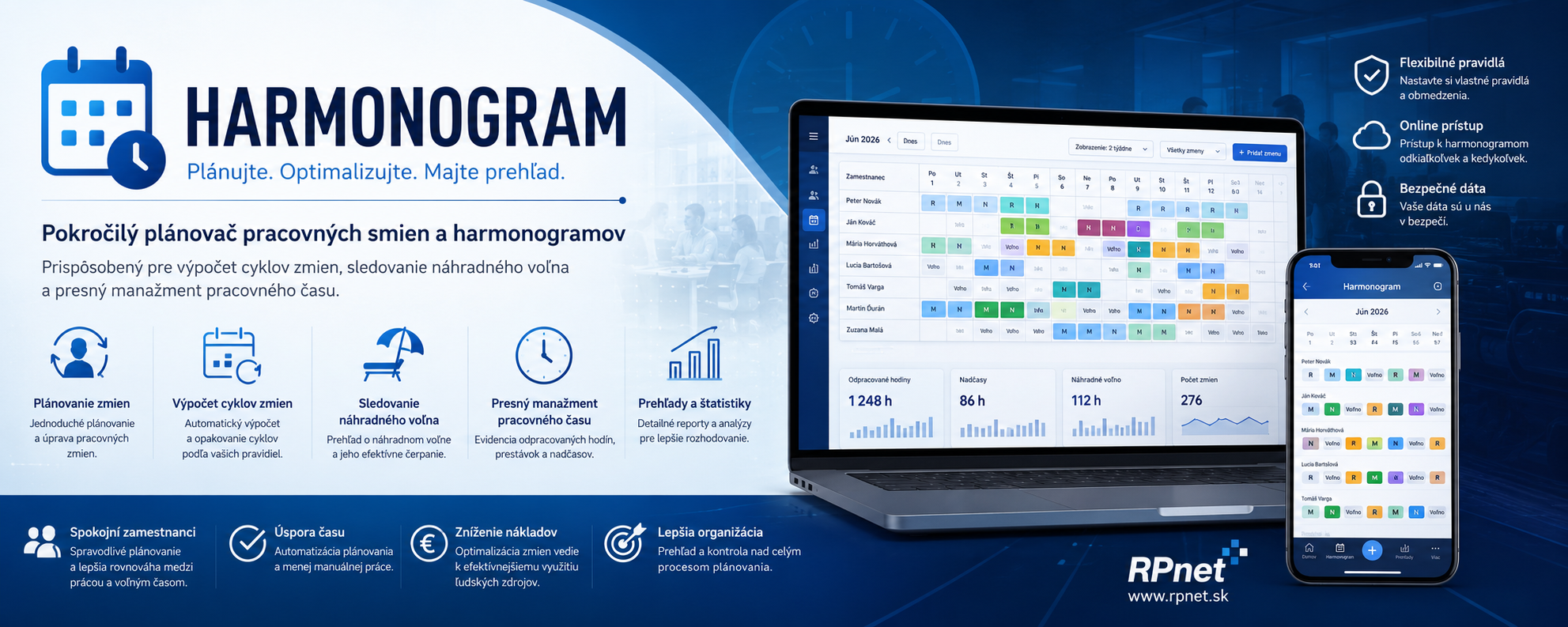 Ukážka aplikácie Harmonogram na PC a mobile